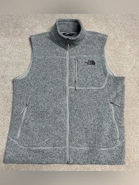 The North Face Gordon Lyons Vest Jacket Full Zip Fleece Gray Men’s Large Pockets